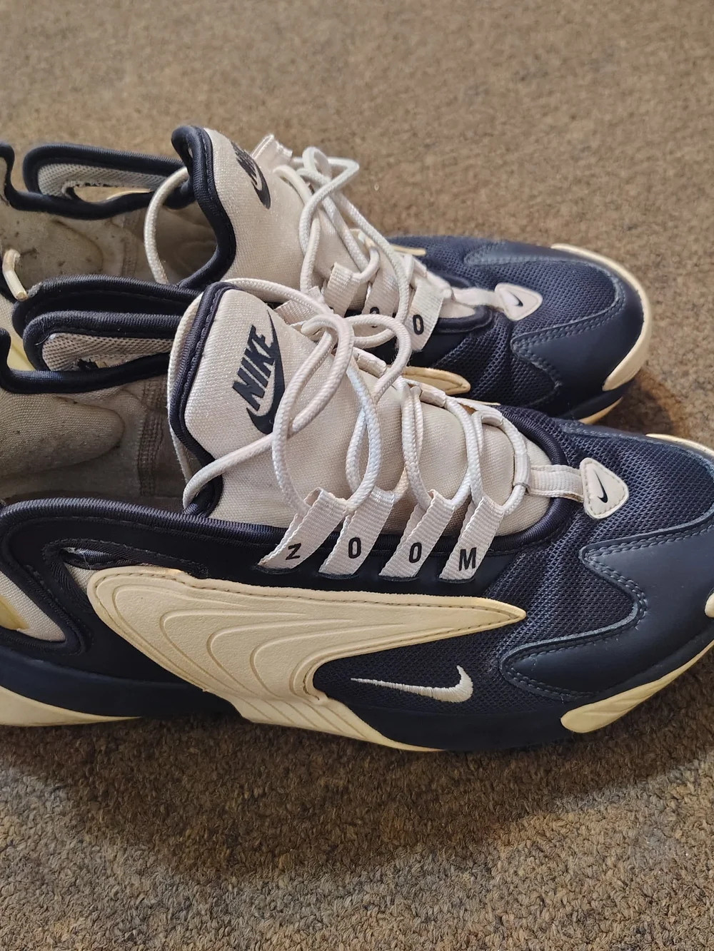 Men's Navy and Cream Athletic Sneakers by